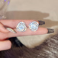 Silver Tone Blue Iridescent Flower Cluster Stud Earrings view 2