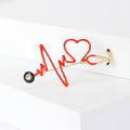 Enamel Heartbeat Stethoscope Brooch Heart ECG Line Pin view 4