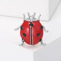 Red Enamel Ladybug Brooch with Polished Metal and Decorative Accents view 7