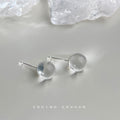 Silver Glass Crystal Ball Stud Earrings Five Colors view 9