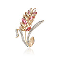 Champagne Crystal Wheat Stem Brooch with Gold Tone Leaves view 5