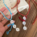 Cord Snowman Pendant Necklace in Red White and Blue view 4