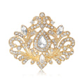 Ornate Crystal Filigree Crown Brooch in Gold and Silver view 1