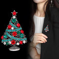 Aqua Silver Tone Christmas Tree Crystal Metal Brooch Pin view 4