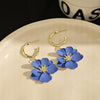 Blue Flower Hoops
