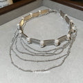 Silver Layered Chain And Pearl Choker Necklace Pendant Jewelry view 2