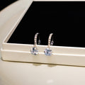 Silver Huggie Clear Look Large Round Dangle Earrings view 1