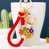 Red-Braided-Loop Multicolor-Flower-Ball