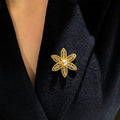 Rhinestone Flower Pearl Brooches Gold Silver Two Tones view 4