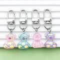Four-Color Iridescent Bear Keychain Set With Metal Clasps view 1