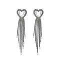 Heart Crystal Chain Tassel Drop Stud Earrings Fashion Jewelry view 5