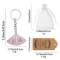 Pink Floral Folding Fan Plastic Charm Metal Keychain view 2