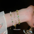 Gold Pearl Green Stone Bracelets Square and Star Styles view 1