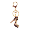 Gold Tone Rhinestone High Heel Shoe Keychain With Lobster Clasp view 5