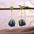 Six Color Woven Rose and Gold Leaf Long Dangle Earrings view 9