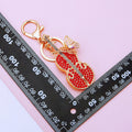 Red Crystal Butterfly Guitar Keychain with Gold Tone Hardware view 3
