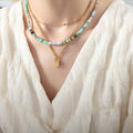 Gold Rice Bead Chain Multicolor Accent Bead Necklace view 4