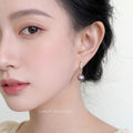 Gold Tone Clear Stone Bar And Gray Pearl Drop Earrings For Women view 2