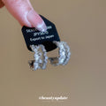 Silver Tone Crystal Paved C Shape Statement Stud Earrings view 2