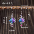 Antique Silver Wire Wrap Iridescent Square Bead Earrings view 4