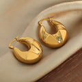 Chunky Embossed Geometric U-Hoop Earrings Gold Steel view 3