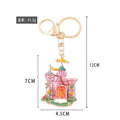 Enamel Fairy Castle Metal Keychain Gold Tone Clip Ring view 3
