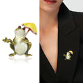Umbrella Frog Brooch A Green Frog Holding A Bright Umbrella view 3