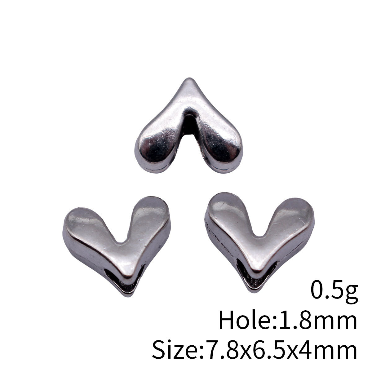 7.8x6.5x4mm 0.5g Multicolor Zinc Alloy Heart Loose Metal Beads for Bracelet Necklace DIY Jewelry Making