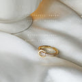 Gold Open Adjustable Ring Crystal Band Sliding Circle view 3