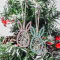 Rhinestone Rabbit Head Christmas Hangers Floral Cutout 2 Colors view 1