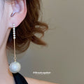 Crystal Bar and Pearl Threader Drop Earrings with Polished Details view 3