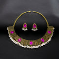 Five Color Ornate Teardrop Necklace and Earring Sets view 3