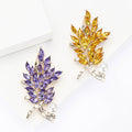 Rhinestone Wheat Ear Brooch with Pearl Gold Tone Metal view 1