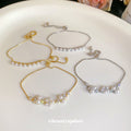 Silver Gold Flower Pearl Crystal Adjustable Bracelet view 4