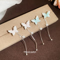 Gradient Butterfly Earrings With Long Crystal Bead Tassels view 4