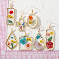 Gold Tone Geometric Pressed Flower Resin Hook Earrings view 5
