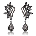Gold Tone Champagne Leaf Curve Tassel Crystal Four Designs Metal Dangle Earrings view 8