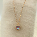 Gold Heart Multicolor Crystal Pendant Satellite Chain Necklace view 3