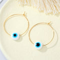 Gold Thin Hoop Evil Eye Acrylic Bead Earrings Nine Colors view 1