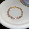 Gold Crystal Tennis and Triple Bangle Bracelet Set view 6