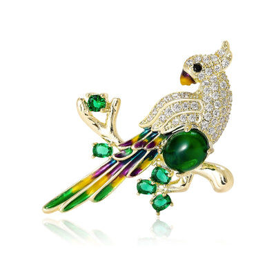 Parrot brooch shown from the front