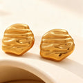 Sculpted Ripple Stud Earrings in Polished Gold Tone view 2