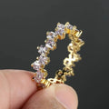 Baguette Stone Full Eternity Ring In Blue Or Clear Gold Tone view 4