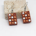 Silver Tone Brown Miniature Egg Tray Novelty Hook Earrings view 3