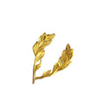 Gold Tone Curved Leaf Hook Earrings With Decorative Metal Details view 5