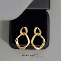 Gold Dual Linked Geometric Pave Crystal Drop Earrings view 3