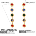 Gold Bezel Round Zircon Stainless Necklace Bracelet Earring Set view 9