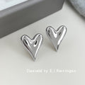 Silver Smooth Puffy Heart Stud Earrings Mirror Finish view 3