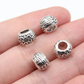 9.8x9.8x6.8mm 1.75g Antique Silver Zinc Alloy Carved Round Large Hole Spacer Beads for Bracelet Making