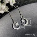 Moon and Star Threader Earrings in Silver Tone Jewelry view 4